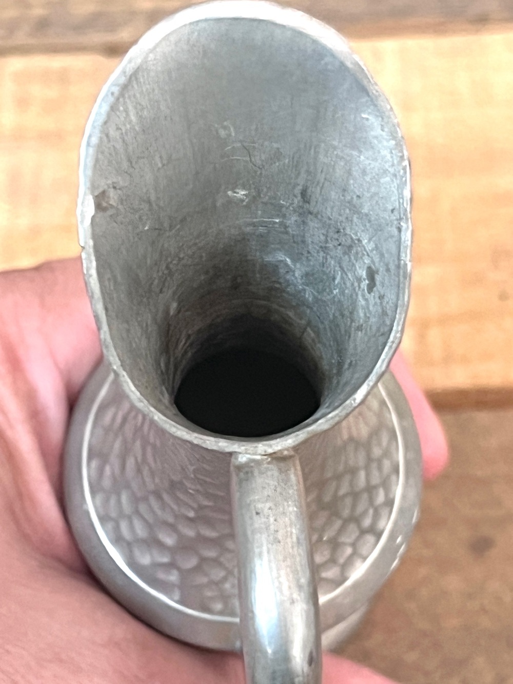 Vintage Heavy TKF Handmade Indonesia Hammered Pewter Ewer Pitcher - Picture 11 of 11